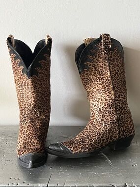 Vintage Cowboy Boots- Leopard Pony Hair Cheetah